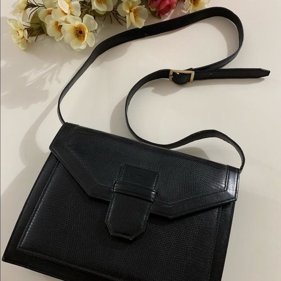 Authentic Yves Saint Laurent vintage lizard embossed leather shoulder bag - Picture 3 of 17